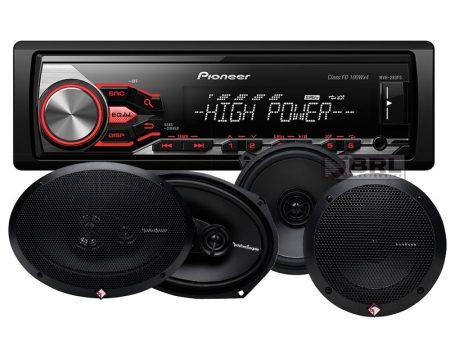 Pioneer MVH-280FD & Rockford Fosgate Prime-högtalare i gruppen Paketlösningar / Paket för bilen / Bilstereopaket hos BRL Electronics (SETMVH280FDPRIME)
