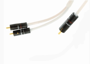 Atlas Element Integra Subwoofer Y-kabel, 10 meter Y-kabel för subwoofer med två RCA-kontakter och en enkelt RCA-kontakt, 10 meter lång.