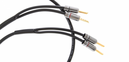 Högtalarkabel med terminerade kontakter, 2x5 meter lång.