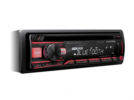 Alpine CDE-203BT, bilstereo med Bluetooth, AUX och CD-spelare i gruppen Billjud / Bilstereo / Enkeldin hos BRL Electronics (140CDE203BT)