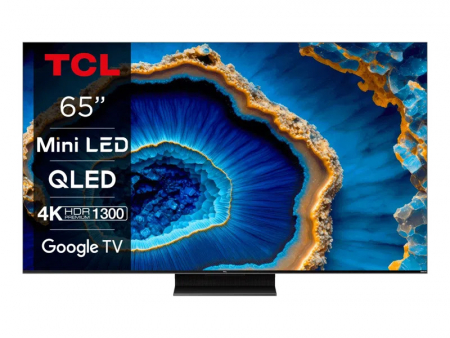 TCL 65 tum Mini LED QLED-tv med 4K-upplösning och Google TV-funktionalitet.