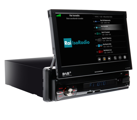 Bilstereo med motoriserad skärm, DAB+, Bluetooth och Android 10.