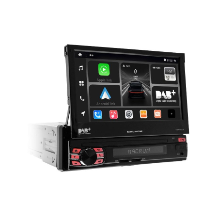 Macrom T6593DAB bilstereo med motoriserad skärm, Android 13 & mer, returexemplar i gruppen Billjud / Bilstereo / Enkeldin hos BRL (175MT6593DABB1)