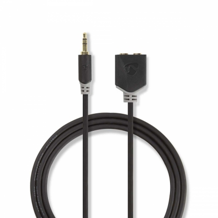 Nedis AUX kabel, 1x 3,5mm hane till 2x 3,5mm honor i gruppen Billyd / Smartphone til bilen  / Tilbehør til mobilen hos BRL Electronics (176CABW22100AT02)