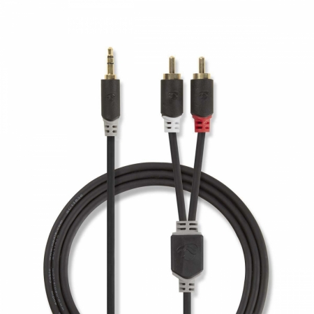 Nedis stereokabel, 1x 3,5mm hane till 2x RCA hane i gruppen Billyd / Smartphone til bilen  / Tilbehør til mobilen hos BRL Electronics (176CABW22200ATVAR)