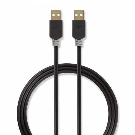 Nedis USB-A hane till USB-A hane, 2m i gruppen Lyd til hjemmet / Kabler / Digital kabel hos BRL Electronics (176CCBW60000AT20)