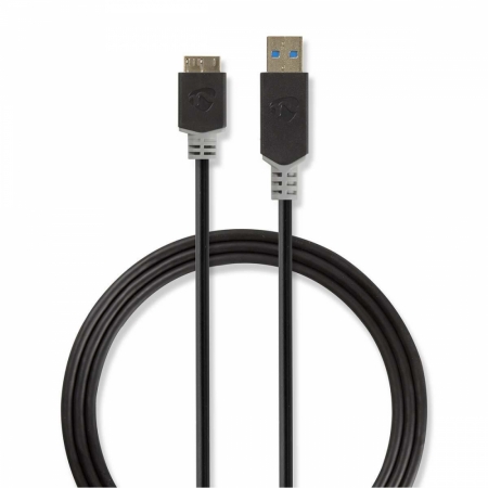 Nedis USB 3.0 USB-A hane till Micro-B hane, 2m i gruppen Lyd til hjemmet / Kabler / Diverse kabler & Adapter hos BRL Electronics (176CCBW61500AT20)