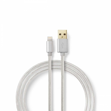 Nedis USB-A till Lightning-kabel, 8-stift, med flätad sladd.