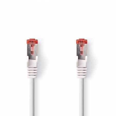 Nedis SF/FTP CAT6 nätverkskabel, hane-hane 20m, vit.