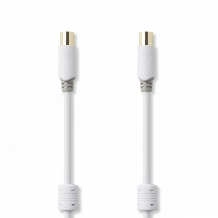 Koaxialkabel för antenn-TV och radio, 5 meter lång, två kontakter i varje ände.