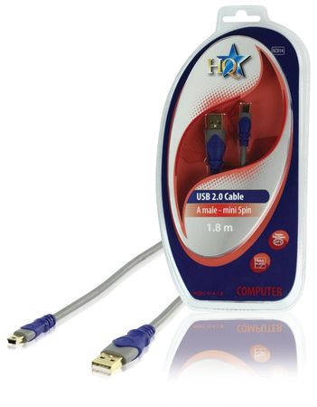 USB kabel 2.0 A hane - mini 5pin hane 1.8m i gruppen Hemmaljud / Kablar / Digital kabel hos BRL Electronics (176HQSC01418)