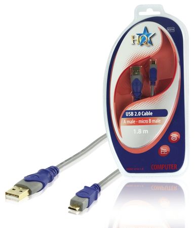 USB kabel 2.0 A hane - micro USB 1.8m i gruppen Hemmaljud / Kablar / Digital kabel hos BRL Electronics (176HQSC01618)