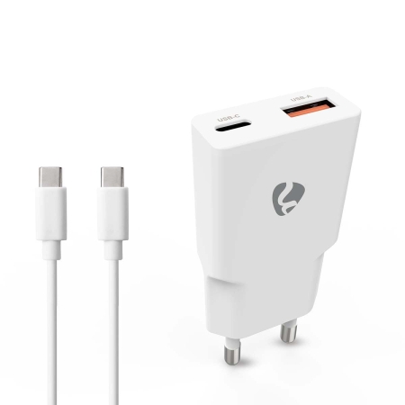 Nedis väggladdare med USB-C-kabel 20 W 1x USB-C 1x USB-A, vit i gruppen Billjud / Smartphone i bil / Tillbehör för mobilen hos BRL (176WCHA20WTUC)