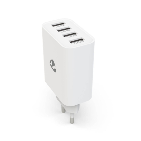 Nedis USB-A-väggladdare, 4 portar, 24 W, vit i gruppen Billjud / Smartphone i bil / Tillbehör för mobilen hos BRL (176WCHAU481AWT)