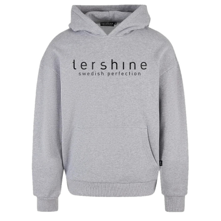 Grå hoodie med texten \