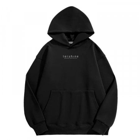 Svart hoodie med huva och ficka, märkt \