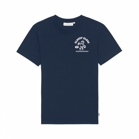 Mörkblå t-shirt med tryck av \