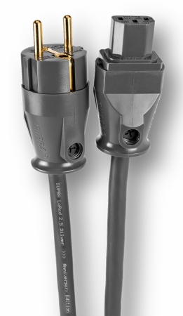 Strömkabel med rak stickpropp och IEC-kontakt, 2 meter lång.