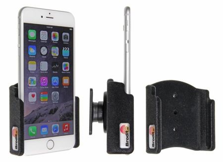 Mobilhållare för iPhone 6 Plus med telefon placerad i hållaren.