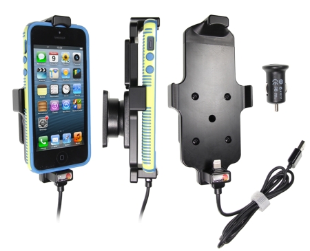Brodit Aktiv hållare med USB-kabel och cigg-adapter, Apple iPhone 5/5C/5S/SE i gruppen Billjud / Smartphone i bil / Mobilhållare hos BRL (240521500)