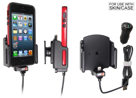 Brodit Aktiv hållare med USB-kabel och cigg-adapter, Apple iPhone 12 Mini/13 Mini/5/5C/5S/SE i gruppen Billjud / Smartphone i bil / Mobilhållare hos BRL (240521502)