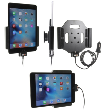 Brodit Aktiv hållare med USB-kabel och cigg-adapter, Apple iPad Mini 2019/4 (A1538, A1550)/5th Gen (A2124, A2125, A2126, A2133) i gruppen Billjud / Smartphone i bil / Mobilhållare hos BRL (240521793)
