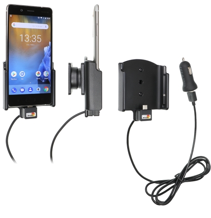Brodit Aktiv hållare med USB-kabel och cigg-adapter, Nokia 8  i gruppen Billjud / Smartphone i bil / Mobilhållare hos BRL (240721030)
