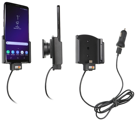 Brodit Aktiv hållare med USB-kabel och cigg-adapter, Samsung Galaxy S9