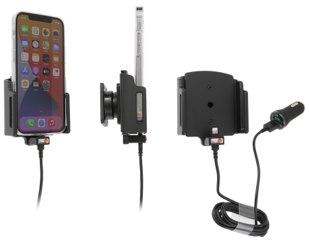 Brodit Aktiv hållare med USB-kabel och cigg-adapter, Apple iPhone 12/12 Pro/13/13 Pro/14 Pro i gruppen Billjud / Smartphone i bil / Mobilhållare hos BRL (240721239)