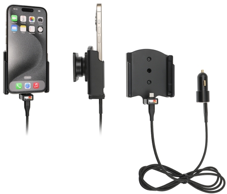Brodit Aktiv hållare med USB-kabel och cigg-adapter, Apple iPhone 15/15 Pro i gruppen Billjud / Smartphone i bil / Mobilhållare hos BRL (240721369)