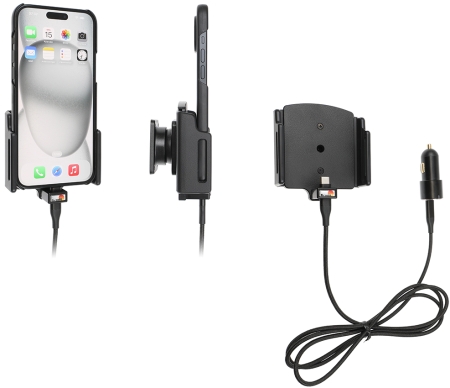 Brodit Aktiv hållare med USB-kabel och cigg-adapter, Apple iPhone 15 Plus/15 Pro Max/16 Plus/16 Pro Max i gruppen Billjud / Smartphone i bil / Mobilhållare hos BRL (240721371)