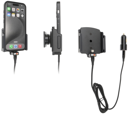 Brodit Aktiv hållare med USB-kabel och cigg-adapter, Apple iPhone 15/15 Pro/16/16 Pro/16e i gruppen Billjud / Smartphone i bil / Mobilhållare hos BRL (240721376)