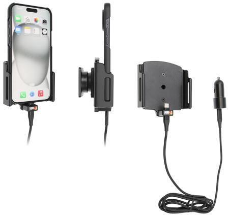 Brodit Aktiv hållare med USB-kabel och cigg-adapter, Apple iPhone 15 Plus/15 Pro Max/16 Plus/16 Pro Max i gruppen Billjud / Smartphone i bil / Mobilhållare hos BRL (240721377)