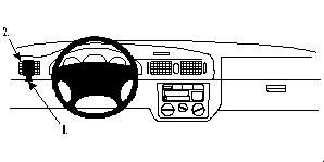 Illustration av interiören i en Skoda Octavia 97-04, med fokus på instrumentpanelen.