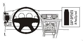 Illustration av instrumentpanel med gapöppnare och placering av verktyg.