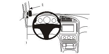 Bild som visar insidan av en Saab 9-5, med fokus på instrumentpanelen.