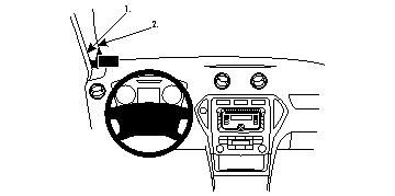 Instrumentbräda i Ford Mondeo 08-14 med detaljer om kontrollpanel och mätare.