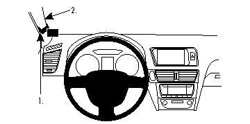 Illustration av instrumentpanel och ratt i Audi Q5, vänster sida.