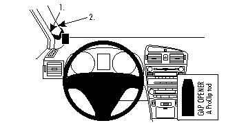 Instrumentbräda med knappar och en öppnare för konstgjorda fack.
