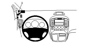 Illustration av Hyundai H1 09-15, med ratt och instrumentpanel.