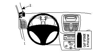 Bild av instrumentbräda och kontroller i Peugeot 206+ 09-13, vänster sida.