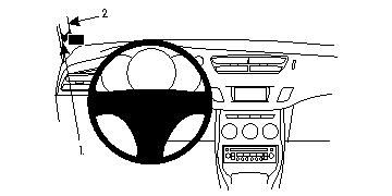 Illustration av instrumentpanelen och ratt i en Citroen C3 10-15.