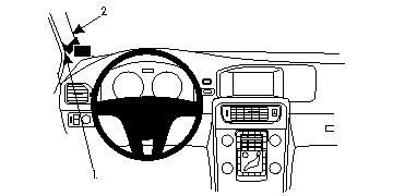 Instrumentpanel och ratten för Volvo S60 11-15, vänster sida, översiktlig skiss.