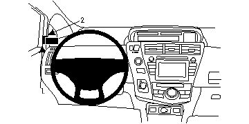 Illustration av instrumentbräda och controls i en Toyota Prius + 12-15.