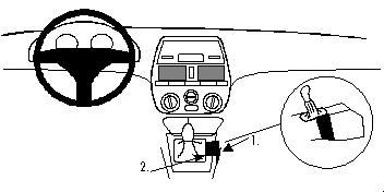 Illustration av instrumentbräda och växelspak för Fiat Brava/Bravo.