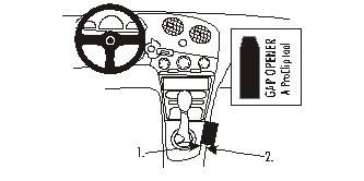 Illustration av instrumentpanelen med gapöppnare och kontroller.