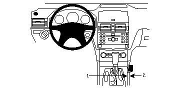 Ritning av Mercedes Benz C-Klass 07-10 interiör med konsol och växelspak.