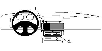 Illustration av bilen med monteringsbygel för instrumentpanel och styrning.