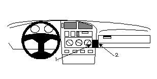 Bild av instrumentpanelen i en Volkswagen Golf III 92-98 med kontroller och display.