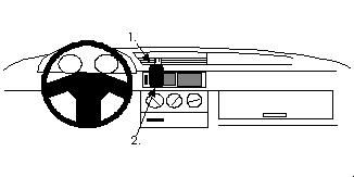 Instrumentbräda med ratt, kontroller och display i Alfa Romeo 155 92-97.